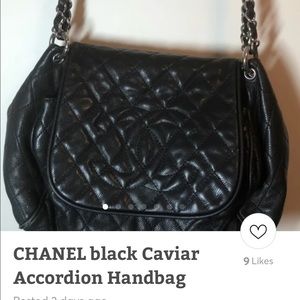 Black caviar CHANEL accordion single flap handbag